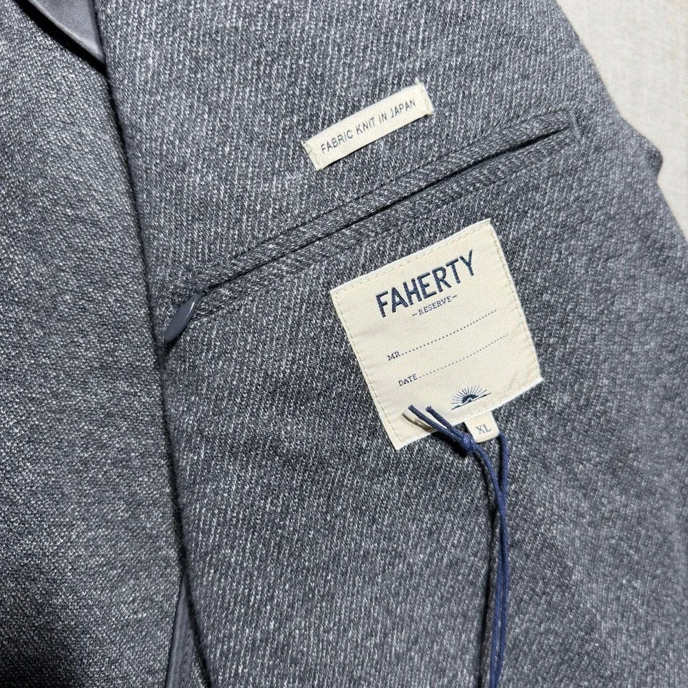 Faherty Blazer Mens XL Gray Solid Ideal Blazer MTF1902-GRY Reserve Knit Japan